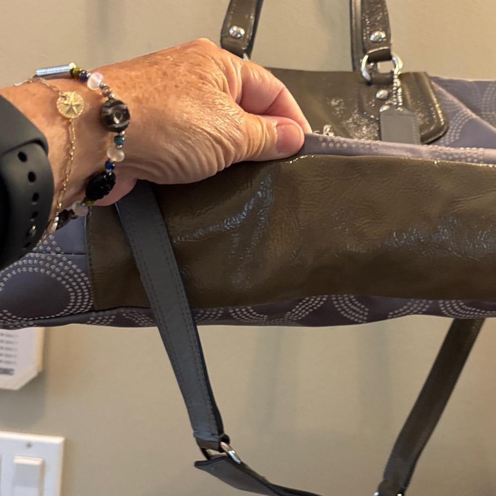 Coach Dark Gray Patterned Leather Shoulder Bag - image 7